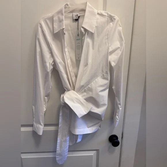 CAbi Highlife Wrap Shirt in Medium, White - Picture 2 of 5